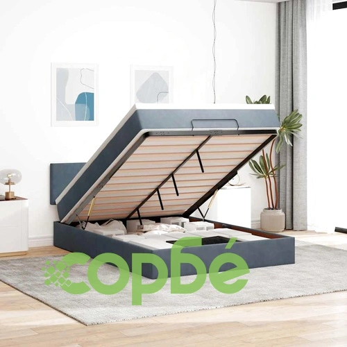 Османско легло с матрак от кадифе 140x200 см, тъмносиво, с място за съхранение ➤ топ цена ➤ sorbe.bg