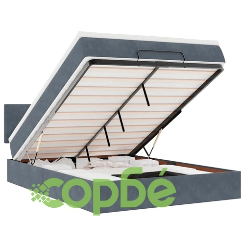 Османско легло с матрак от кадифе 140x200 см, тъмносиво, с място за съхранение ➤ топ цена ➤ sorbe.bg