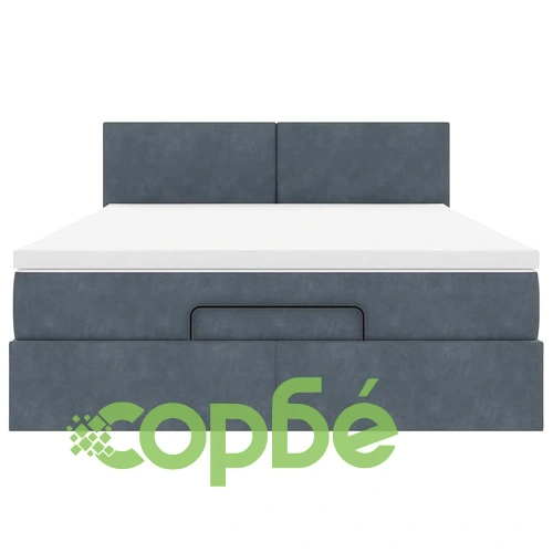 Османско легло с матрак от кадифе 140x200 см, тъмносиво, с място за съхранение ➤ топ цена ➤ sorbe.bg