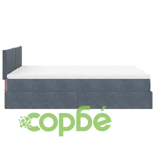 Османско легло с матрак от кадифе 140x200 см, тъмносиво, с място за съхранение ➤ топ цена ➤ sorbe.bg