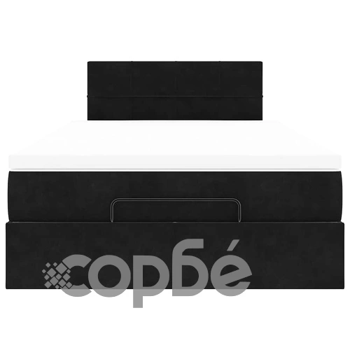 Кадифено легло тип Османска с матрак, 120x200 см, черно ➤ топ цена ➤ sorbe.bg