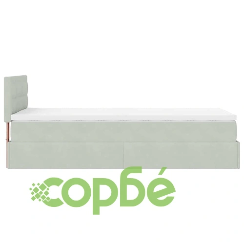 Легло тип Османка с матрак, 90x190 см, кадифе, светлосиво ➤ топ цена ➤ sorbe.bg