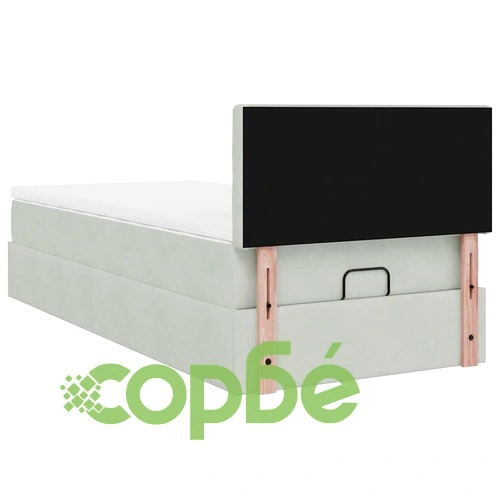 Легло тип Османка с матрак, 90x190 см, кадифе, светлосиво ➤ топ цена ➤ sorbe.bg