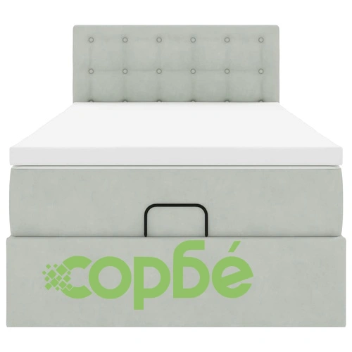 Легло тип Османка с матрак, 90x190 см, кадифе, светлосиво ➤ топ цена ➤ sorbe.bg