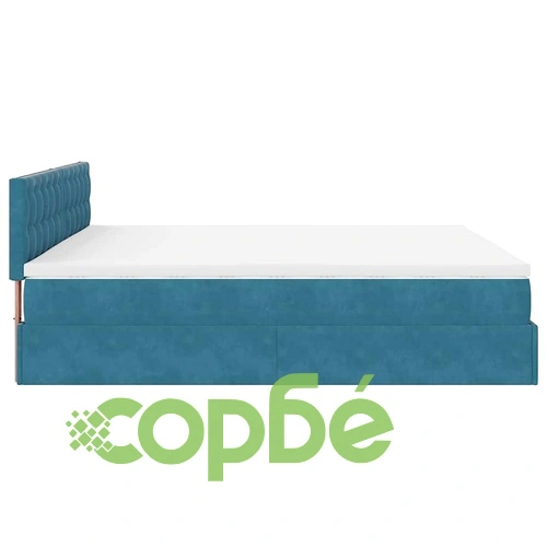 Османска спалня с матрак и топер, 160x200 см, тъмносиньо кадифе ➤ топ цена ➤ sorbe.bg