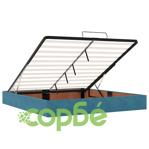 Османска спалня с матрак и топер, 160x200 см, тъмносиньо кадифе ➤ топ цена ➤ sorbe.bg