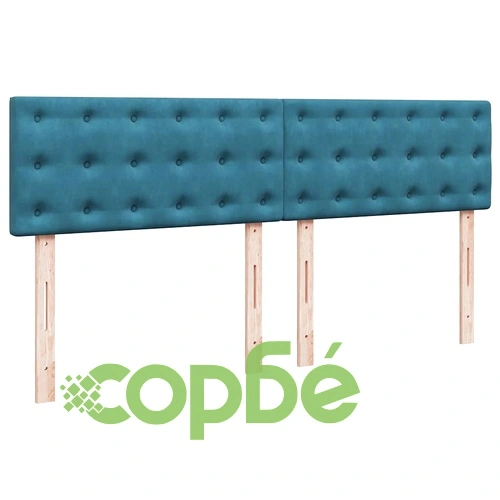 Османска спалня с матрак и топер, 160x200 см, тъмносиньо кадифе ➤ топ цена ➤ sorbe.bg