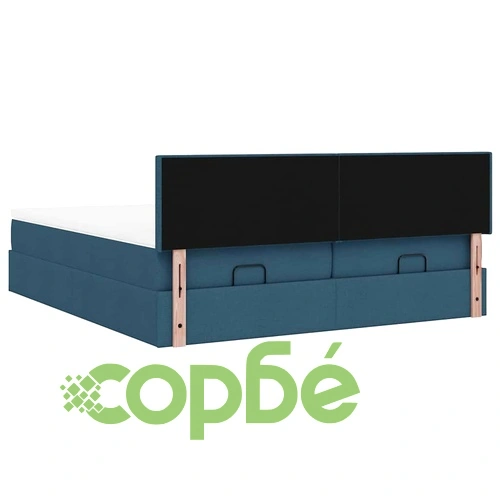 Османска спалня с повдигащ механизъм, 160x200 см, син плат, с 2 матрака и топ матраци ➤ топ цена ➤ sorbe.bg