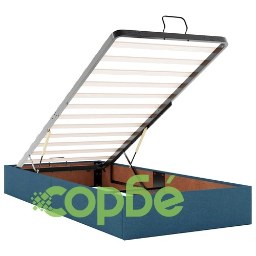 Османска спалня с повдигащ механизъм, 160x200 см, син плат, с 2 матрака и топ матраци ➤ топ цена ➤ sorbe.bg