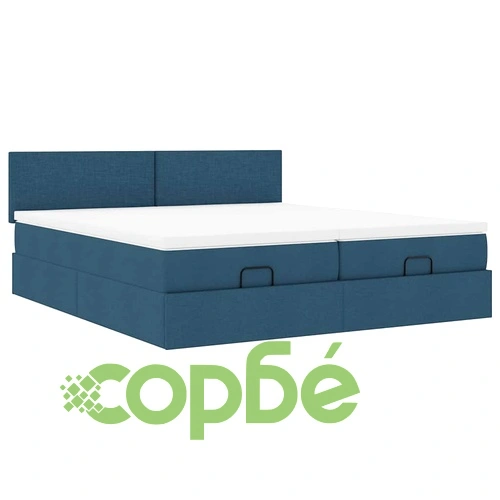 Османска спалня с повдигащ механизъм, 160x200 см, син плат, с 2 матрака и топ матраци ➤ топ цена ➤ sorbe.bg