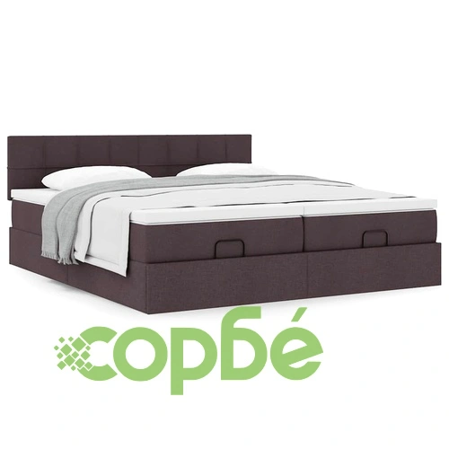 Луксозно османско легло с матраци, тъмнокафяво, 160x200 см, полиестерен плат ➤ топ цена ➤ sorbe.bg