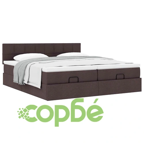 Луксозно османско легло с матраци, тъмнокафяво, 160x200 см, полиестерен плат ➤ топ цена ➤ sorbe.bg