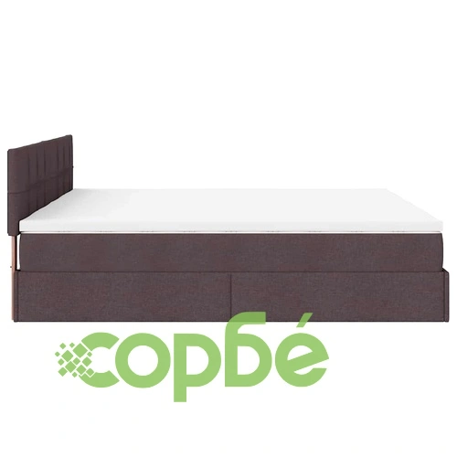 Османско легло с матраци, тъмнокафяво, 180x200 см, плат ➤ топ цена ➤ sorbe.bg
