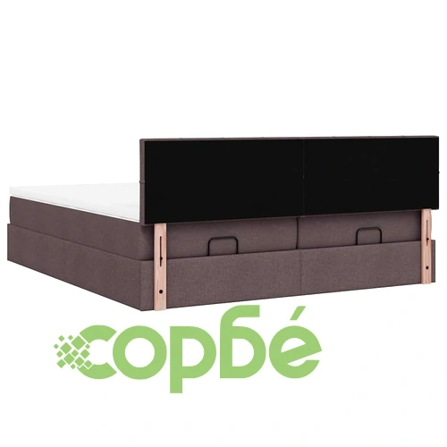 Османско легло с матраци, тъмнокафяво, 180x200 см, плат ➤ топ цена ➤ sorbe.bg