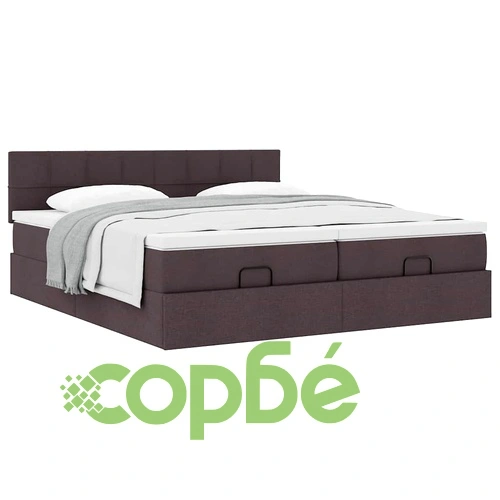 Османско легло с матраци, тъмнокафяво, 180x200 см, плат ➤ топ цена ➤ sorbe.bg