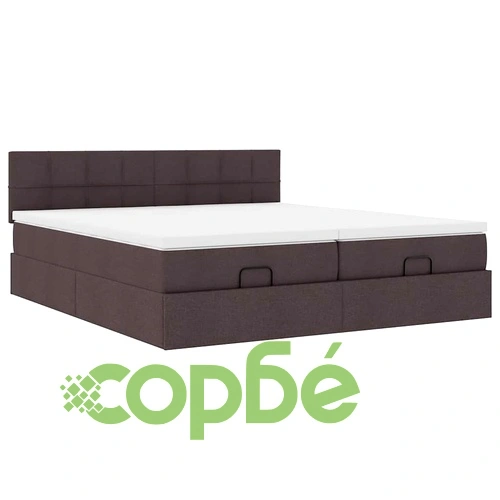 Османско легло с матраци, тъмнокафяво, 180x200 см, плат ➤ топ цена ➤ sorbe.bg
