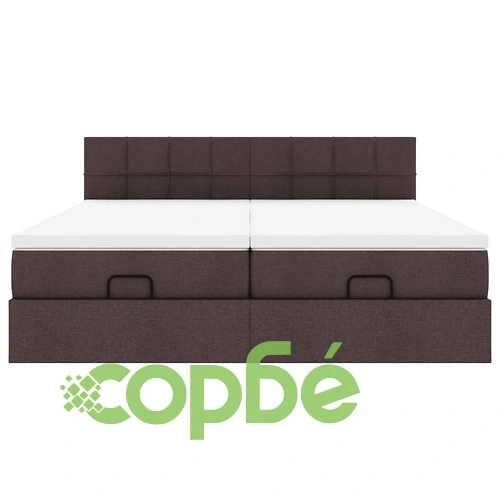 Османско легло с матраци, тъмнокафяво, 180x200 см, плат ➤ топ цена ➤ sorbe.bg