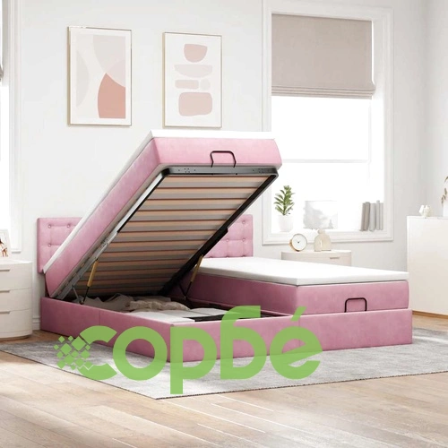 Османска спалня с матраци, 200x200 см, розово кадифе ➤ топ цена ➤ sorbe.bg