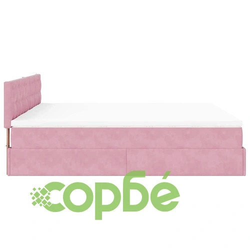 Османска спалня с матраци, 200x200 см, розово кадифе ➤ топ цена ➤ sorbe.bg