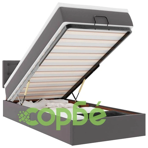 Османско легло с матрак и LED осветление, 80x200 см, сива изкуствена кожа ➤ топ цена ➤ sorbe.bg