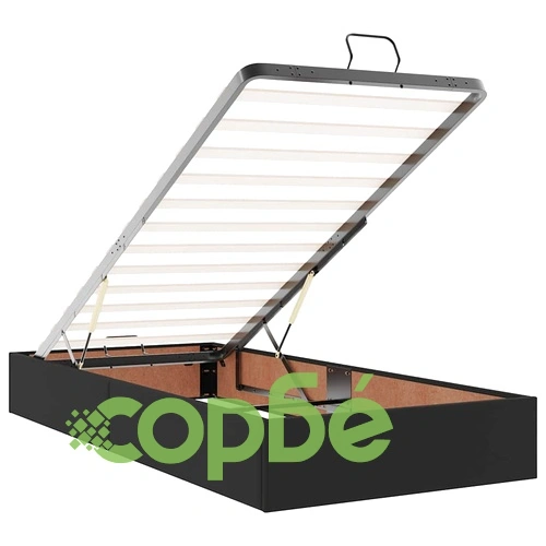 Легло тип Османска с матраци, LED осветление, 90x190 см, черна изкуствена кожа ➤ топ цена ➤ sorbe.bg