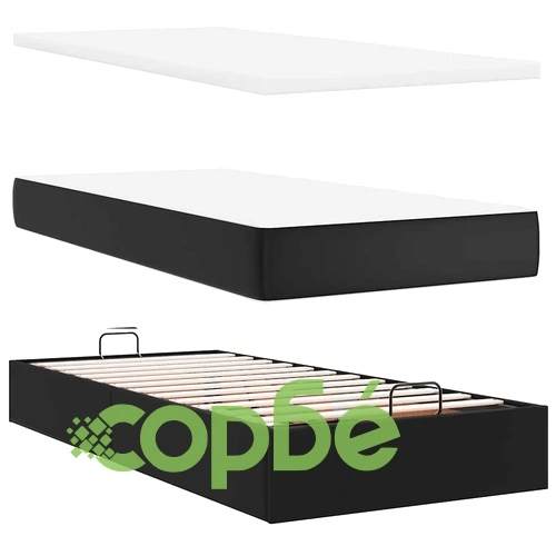 Легло тип Османска с матраци, LED осветление, 90x190 см, черна изкуствена кожа ➤ топ цена ➤ sorbe.bg