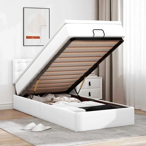 Легло тип Османка с матрак и LED осветление 90x200 см от бяла еко кожа