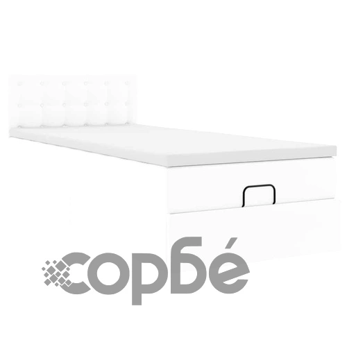 Легло тип Османка с матрак и LED осветление 90x200 см от бяла еко кожа ➤ топ цена ➤ sorbe.bg