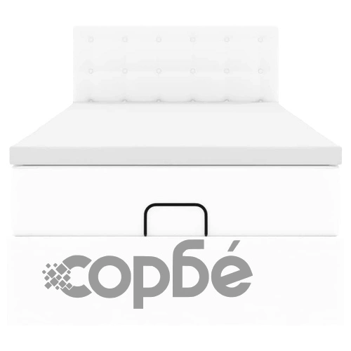 Легло тип Османка с матрак и LED осветление 90x200 см от бяла еко кожа ➤ топ цена ➤ sorbe.bg