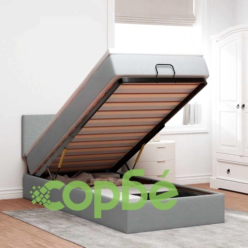 Легло тип Османка с матрак и LED осветление, 90x190 см, светлосив плат ➤ топ цена ➤ sorbe.bg