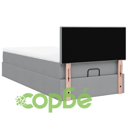 Легло тип Османка с матрак и LED осветление, 90x190 см, светлосив плат ➤ топ цена ➤ sorbe.bg