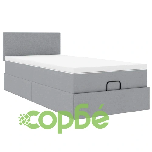 Легло тип Османка с матрак и LED осветление, 90x190 см, светлосив плат ➤ топ цена ➤ sorbe.bg