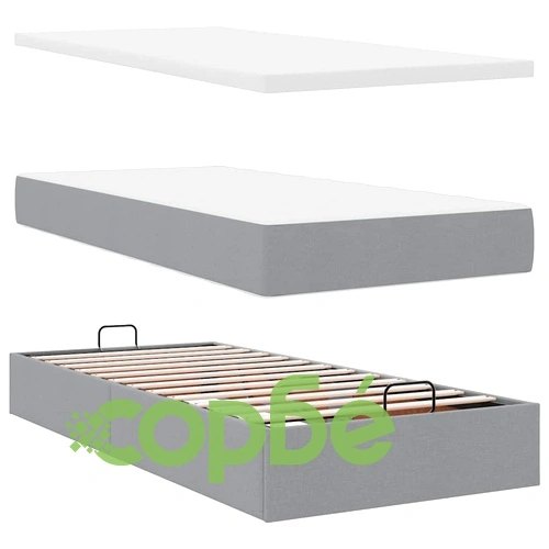 Легло тип Османка с матрак и LED осветление, 90x190 см, светлосив плат ➤ топ цена ➤ sorbe.bg