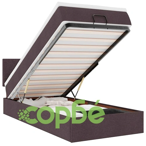 Османско легло с матрак и LED осветление, 90x190 см, тъмнокафяв плат ➤ топ цена ➤ sorbe.bg