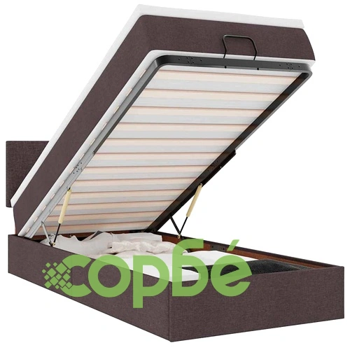 Легло тип Османка с матрак, топ матрак и LED осветление, 90x200 см, тъмнокафяв плат ➤ топ цена ➤ sorbe.bg