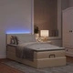 Османско легло с матрак и LED осветление, 100x200 см, кремава текстилна тапицерия