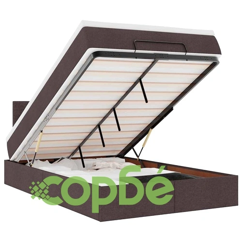 Османска легло с матрак и LED, тъмнокафяво, 120x200 см, плат ➤ топ цена ➤ sorbe.bg