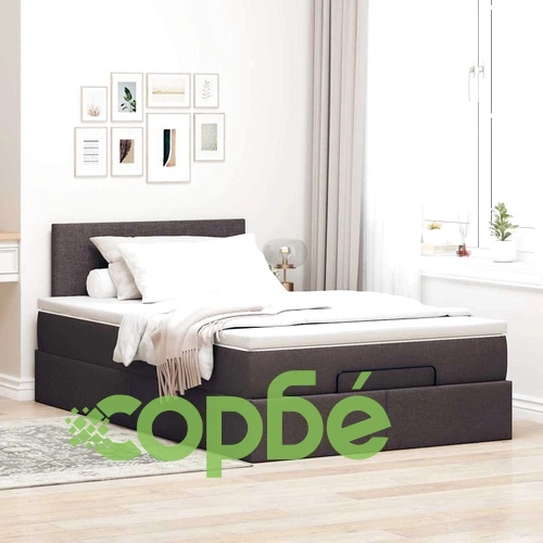 Османска легло с матрак и LED, тъмнокафяво, 120x200 см, плат ➤ топ цена ➤ sorbe.bg