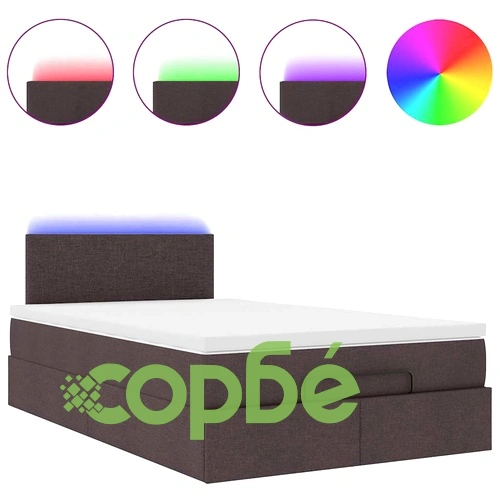 Османска легло с матрак и LED, тъмнокафяво, 120x200 см, плат ➤ топ цена ➤ sorbe.bg