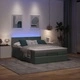 Легло с османски механизъм, матрак и LED осветление, 140x200 см, тъмносив плат
