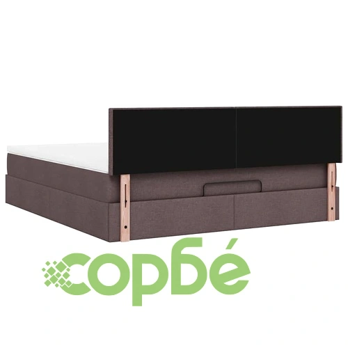 Тъмнокафяво Османско легло с матрак и LED осветление, 160x200 см, текстилна тапицерия ➤ топ цена ➤ sorbe.bg