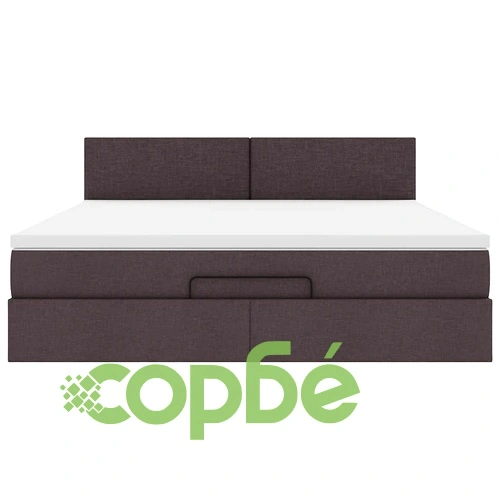 Тъмнокафяво Османско легло с матрак и LED осветление, 160x200 см, текстилна тапицерия ➤ топ цена ➤ sorbe.bg