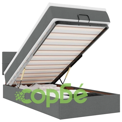 Османско легло с матрак и LED осветление, 80x200 см, светлосив плат ➤ топ цена ➤ sorbe.bg