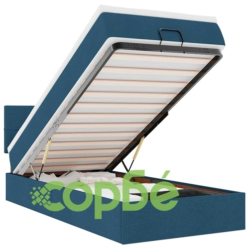 Османска спалня с матрак и LED осветление, 80x200 см, син плат ➤ топ цена ➤ sorbe.bg