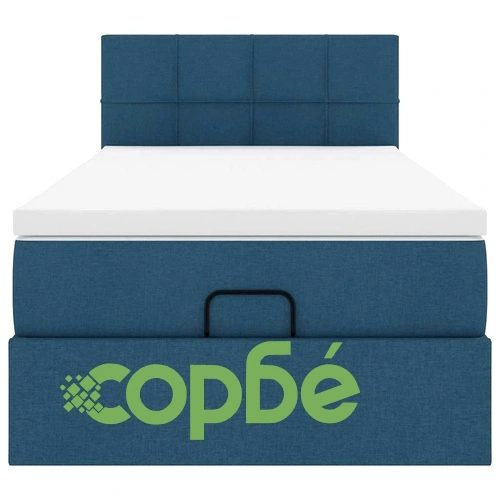 Османска спалня с матрак и LED осветление, 80x200 см, син плат ➤ топ цена ➤ sorbe.bg