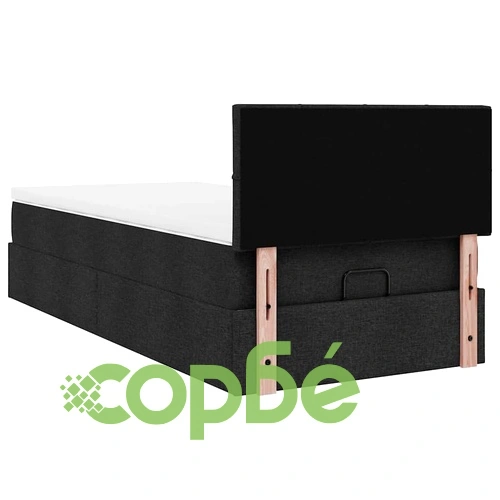 Легло тип Османка с матрак и LED осветление, черно, 90x190 см, текстилна тапицерия ➤ топ цена ➤ sorbe.bg