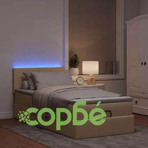 Легло тип Османка с матрак и LED осветление, 90x200 см, кремав плат ➤ топ цена ➤ sorbe.bg