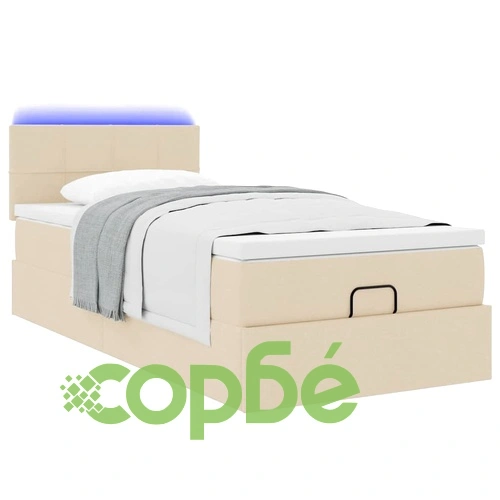 Легло тип Османка с матрак и LED осветление, 90x200 см, кремав плат ➤ топ цена ➤ sorbe.bg