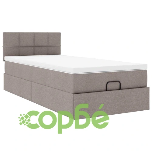 Легло тип Османка с матрак и LED осветление, 100x200 см, таупе, полиестерен плат ➤ топ цена ➤ sorbe.bg