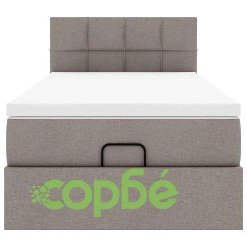 Легло тип Османка с матрак и LED осветление, 100x200 см, таупе, полиестерен плат ➤ топ цена ➤ sorbe.bg